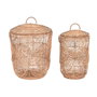 DKD Home Decor Set de 2 Cestas de Ratán con Tapa Libet