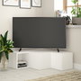 Hanah Home Compact Soporte de TV Blanco 90x32x92cm Moderno y Elegante con Amplio Almacenamiento y Montaje en Pared