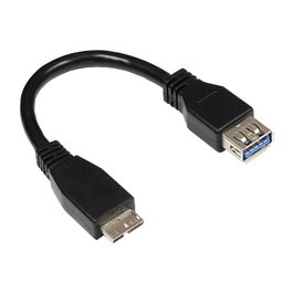 GoodConnections Adaptador cable USB 3.0 OTG Micro B a USB A, Negro, 0,1 m