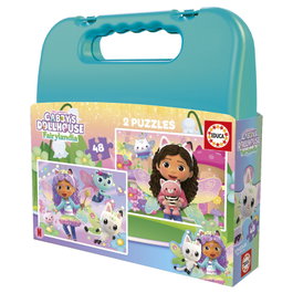 EDUCA BORRAS Maleta Puzzles 2x48 piezas Gabby's Dollhouse