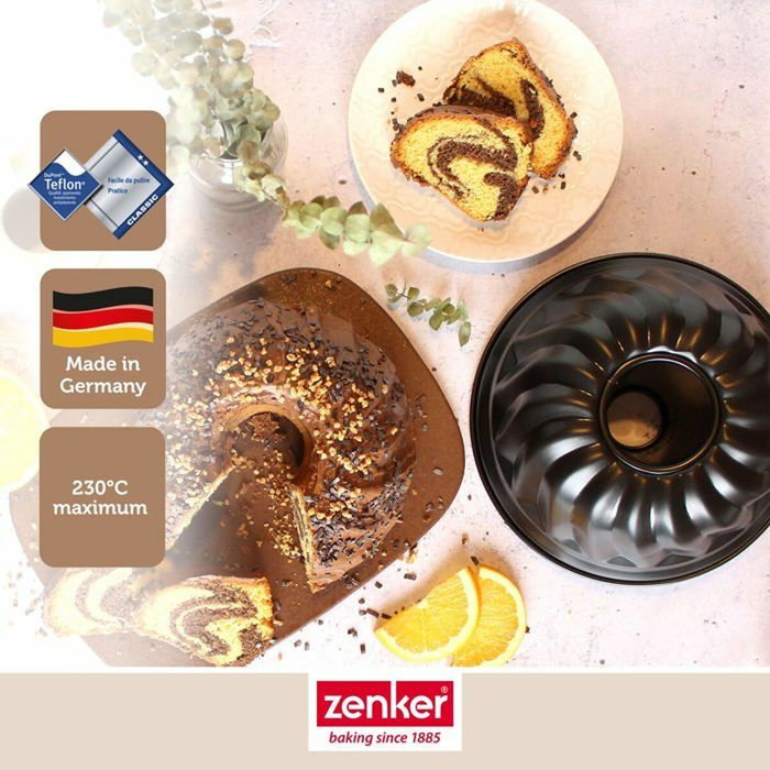 Zenker Molde Kouglof y molde savarin Negro Metalizado 25 y 28 cm