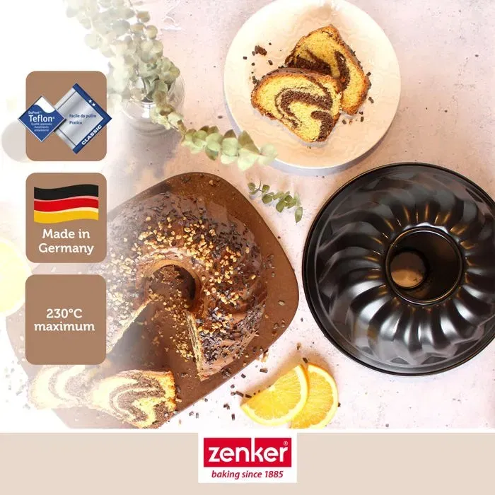 Zenker Molde Kouglof y Molde Savarin Negro Metalizado, 25 y 28 cm ZEN1701993927740