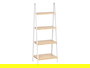 Berilo Estantería Escalera de 4 Estantes en Bambú y Pino, Color Blanco, Dimensiones 109x40x30 cm (Alto x Ancho x Profundo)