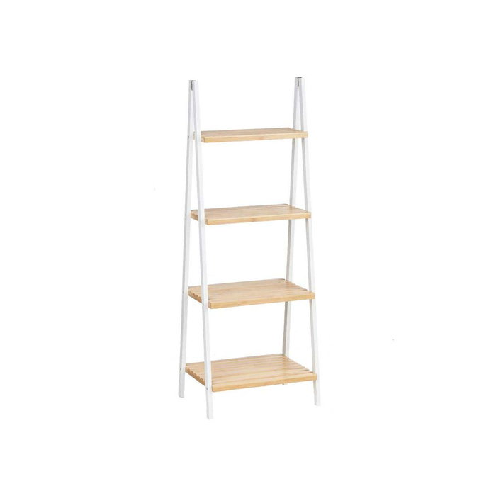 Berilo Estantería Escalera 4 Estantes Bambú Blanco Berilo Estantería Escalera 4 Estantes Bambú Blanco