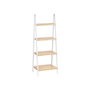 Berilo Estantería Escalera 4 Estantes Bambú Blanco