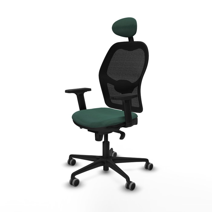 PIQUERAS Y CRESPO Silla de oficina Jorquera con mecanismo Sincro, Verde botella y Negro