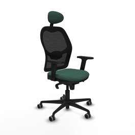 PIQUERAS Y CRESPO Silla de oficina Jorquera con mecanismo Sincro, Verde botella y Negro