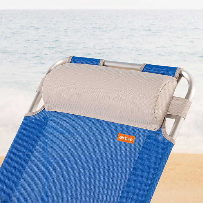 Aktive Tumbona plegable de playa multiposición azul con cojín Aktive Tumbona plegable de playa multiposición azul con cojín