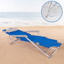 Aktive Tumbona plegable de playa multiposición azul con cojín