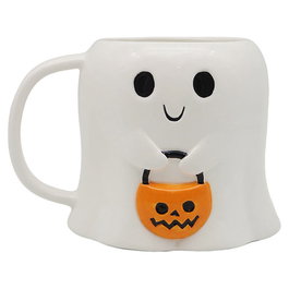 PUCKATOR Taza de Cerámica Fantasma Truco o Trato, Taza Espeluznante para Halloween, 11 oz