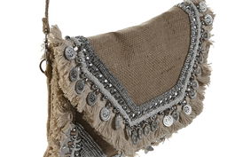 DKD Home Decor Bolso Mediterraneo Plateado Dorado 4 x 25 x 33 cm (4 Unidades)