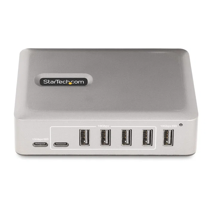 StarTech.com Hub USB-C de 7 Puertos | 5x USB-A + 2x USB-C | 10Gbps | Autoalimentado 65W | 10G5A2CS-USB-C-HUB | Color Plata