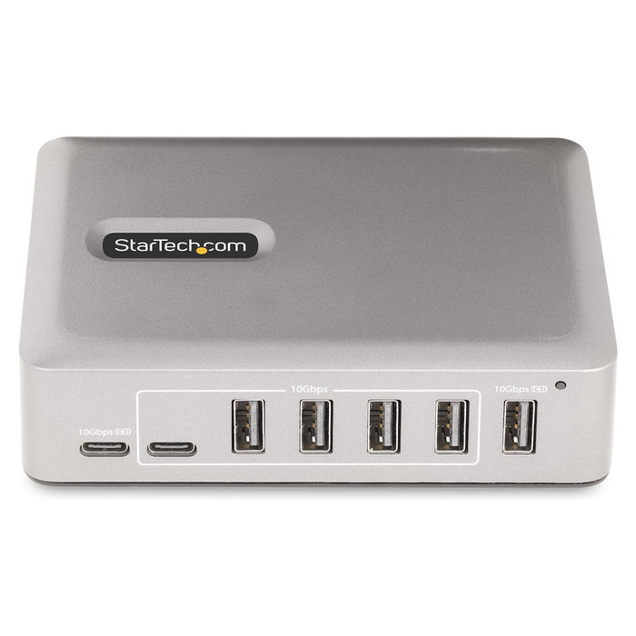 StarTech 10G5A2CS Hub USB-C de 7 Puertos, Autoalimentado, 10 Gbps, USB 3.2 Gen 2 Tipo-A y Tipo-C, Color Plata