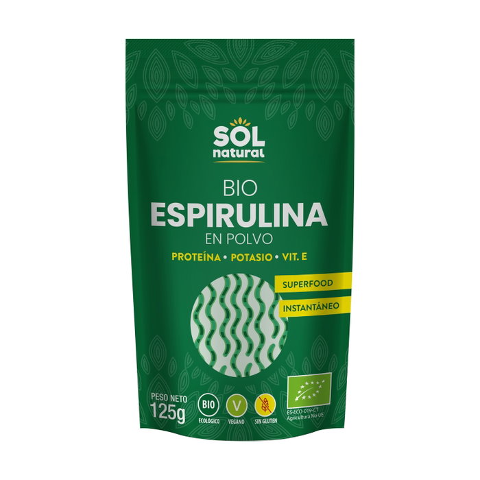 Sol Natural Espirulina en Polvo Bio 125g - Alimento Detox y Energético Sol Natural Espirulina en Polvo Bio 125g - Alimento Detox y Energético