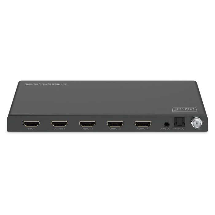 Digitus Splitter HDMI 1x4 8K/60Hz Toslink, Stereo, EDID Contr. Metal Negro 7680 x 4320 px