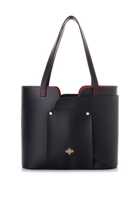 Lucky Bees 1292 Bolso Tote Negro Piel de Polivinilo