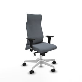 PIQUERAS Y CRESPO Sillón Albacete Gris con Mecanismo Sincro y Base Blanca