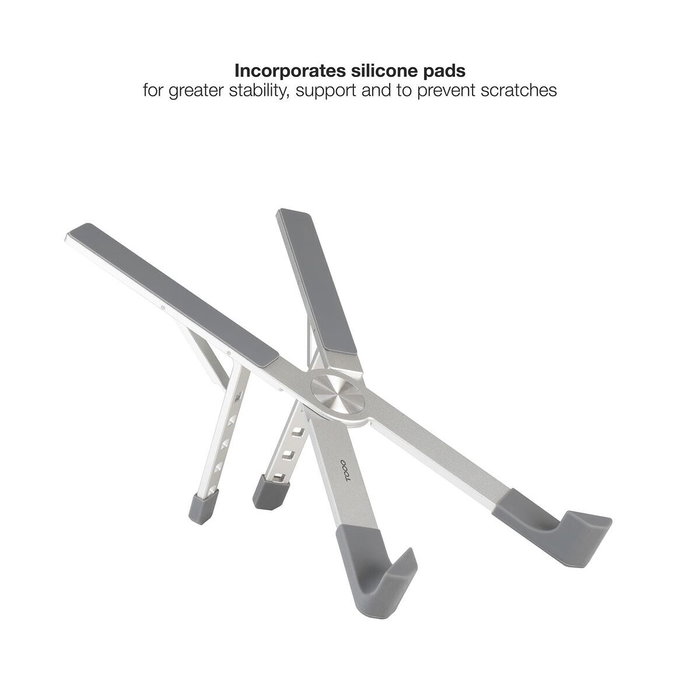 Tooq Soporte Elevador Plegable de Aluminio para Portátil, Plata Tooq Soporte Elevador Plegable de Aluminio para Portátil, Plata