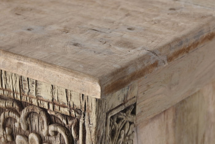 DKD Home Decor Consola Unique Antique, Madera Tallada de Teca Color Natural, 182 x 46 x 85 cm