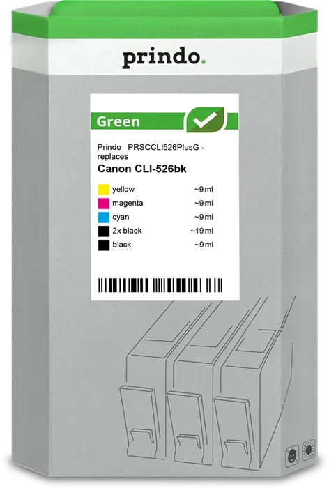 Prindo Multipack de Tinta Negro, Cian, Magenta y Amarillo PRSCCLI526PlusG Green Prindo Multipack de Tinta Negro, Cian, Magenta y Amarillo PRSCCLI526PlusG Green