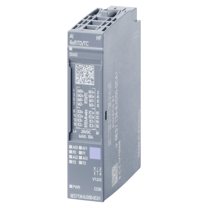 Siemens SIMATIC ET 200SP 6ES7134-6JD00-0CA1 Módulo de Entrada Analógica AI 4XRTD/TC Siemens SIMATIC ET 200SP 6ES7134-6JD00-0CA1 Módulo de Entrada Analógica AI 4XRTD/TC