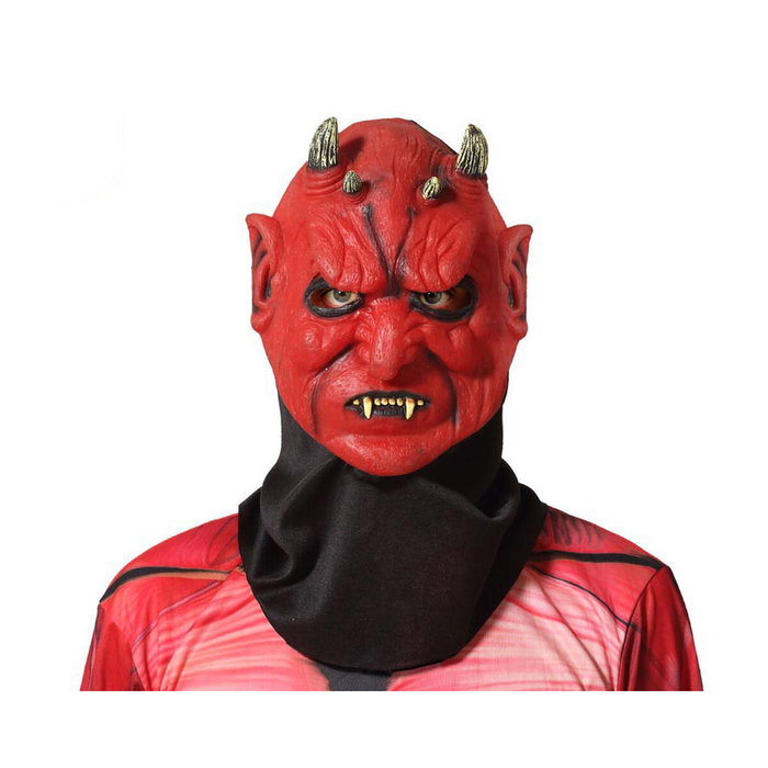 Atosa Máscara de Demonio Rojo con Cuernos y Cuello de Tela Atosa Máscara de Demonio Rojo con Cuernos y Cuello de Tela