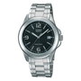Casio MTP-1215A-1A con esfera negra y correa de acero gris