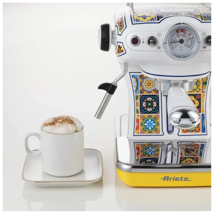 Ariete 13891P Positano Cafetera Espresso de Kolba con Vaporizador de Leche, 850W, 15 Bares, Termómetro