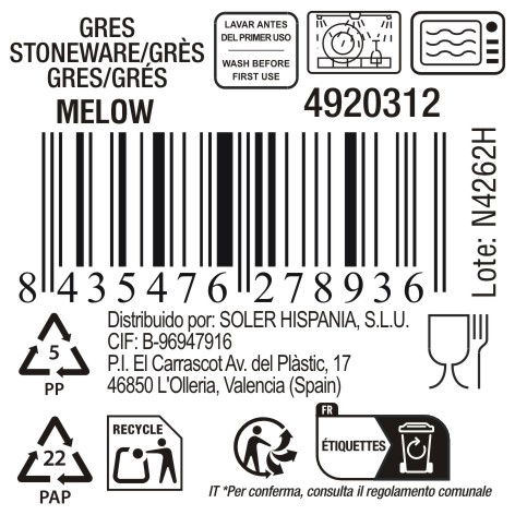 La Mediterranea Mug 330 Cc "Melow" Md 8 cm x 10.5 cm x 12 cm (36 Unidades)