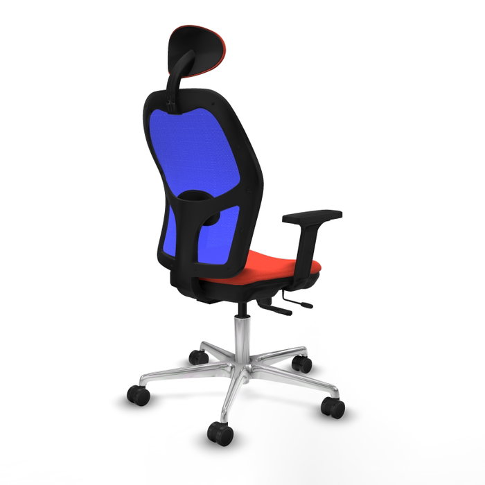 PIQUERAS Y CRESPO Silla de oficina Jorquera con mecanismo Sincro/Traslack, Azul y Naranja oscuro