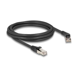 DeLOCK Cable de red RJ45 Cat.6A S/FTP 2 m Negro con conector de 45°