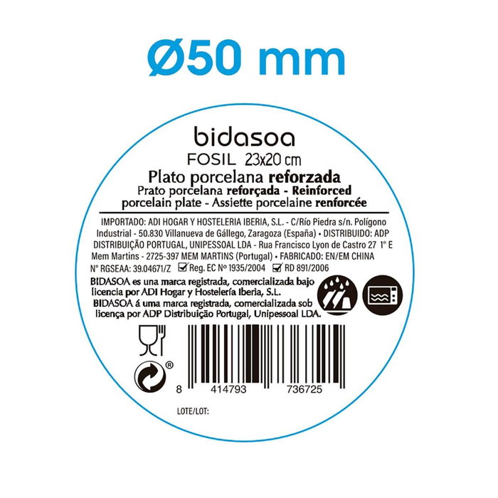 Plato Irregular Porcelana Fosil Bidasoa 22,8x20,1x2,2 cm (9 Unidades)