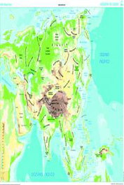 CUMIO Mapa Mural Asia (físico/político) galego 1285x915 mm