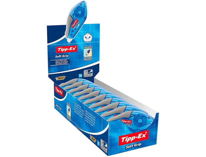 Tipp-ex Corrector de Cinta en Seco Soft Grip, 4.2 mm x 10 m, para Aplicación Precisa