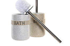 DKD Home Decor Escobillero Blanco Beige Gres 10.5 x 40 x 10.5 cm (4 Unidades)