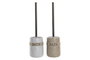 DKD Home Decor Set de 2 Escobilleros de Gres Blanco y Beige