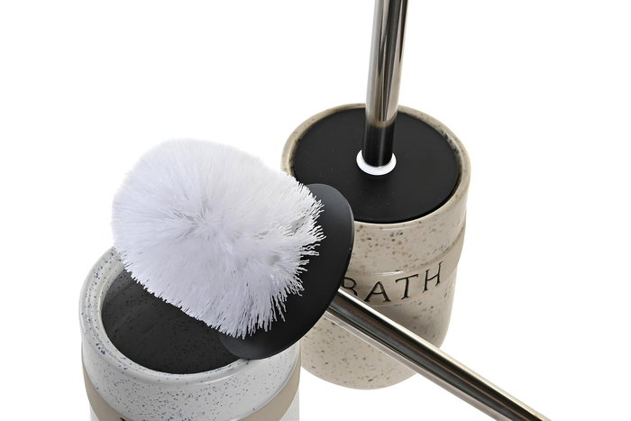 DKD Home Decor Escobillero Blanco Beige Gres 10.5 x 40 x 10.5 cm (4 Unidades)