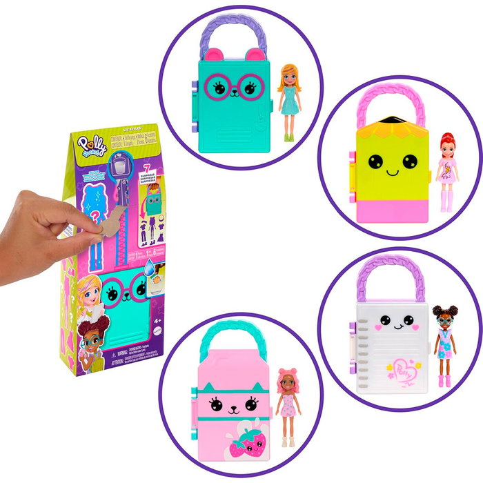 Mattel Polly Pocket Closet Fashion Reveal Estuche HRD64 con Muñeca y Accesorios Sorpresa