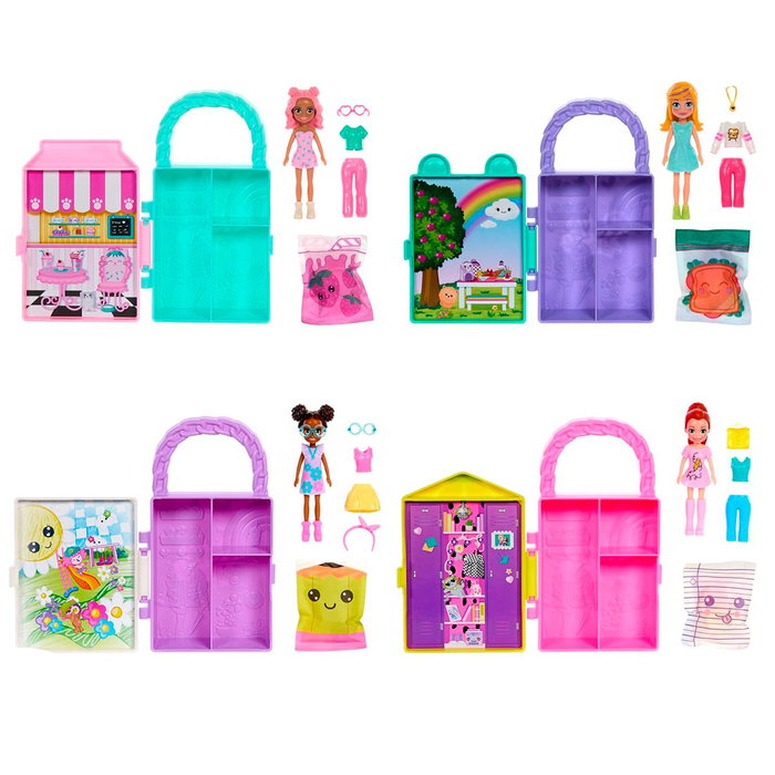 Mattel Polly Pocket Closet Fashion Reveal Estuche HRD64 con Muñeca y Accesorios Sorpresa