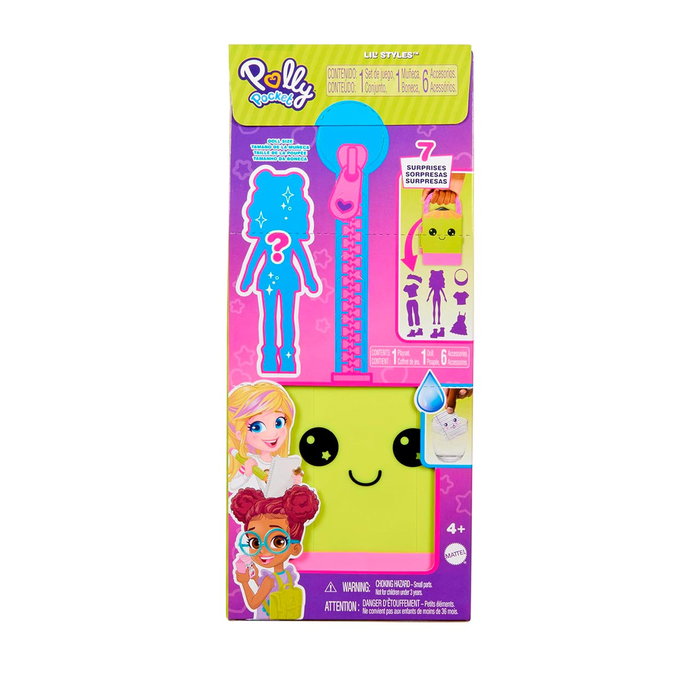 Mattel Polly Pocket Closet Fashion Reveal Estuche HRD64 con Muñeca y Accesorios Sorpresa