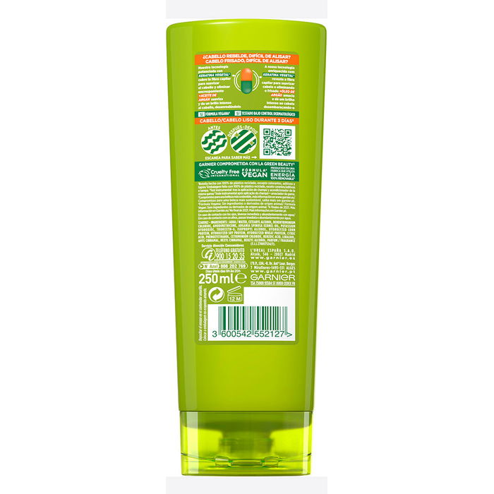 Garnier Acondicionador Liso & Brillo Antiencrespamiento con Aceite de Argán y Keratina Vegetal para Todo Tipo de Cabello 250 ml