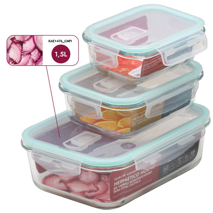 Cook Concept Hermético Horno 1,5 L de Vidrio Borosilicatado con Tapa Válvula para Conservación y Cocción