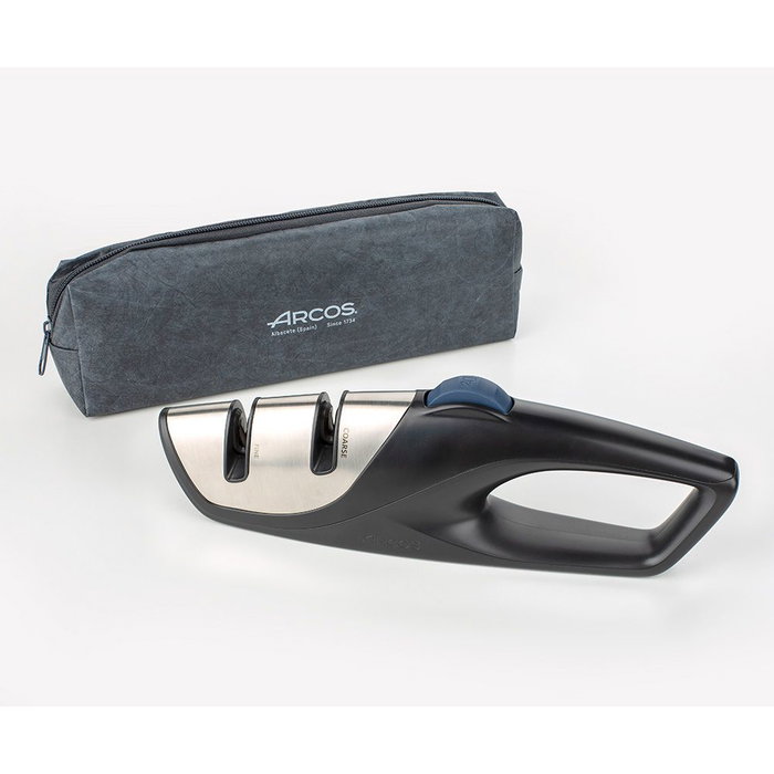 Arcos Afilador de Cuchillos Multíangulo 20°/25°/30°/35° Coarse y Fine con Base Antideslizante y Rueda de Ajuste Ergonómica para Cuchillos de Hoja Metálica