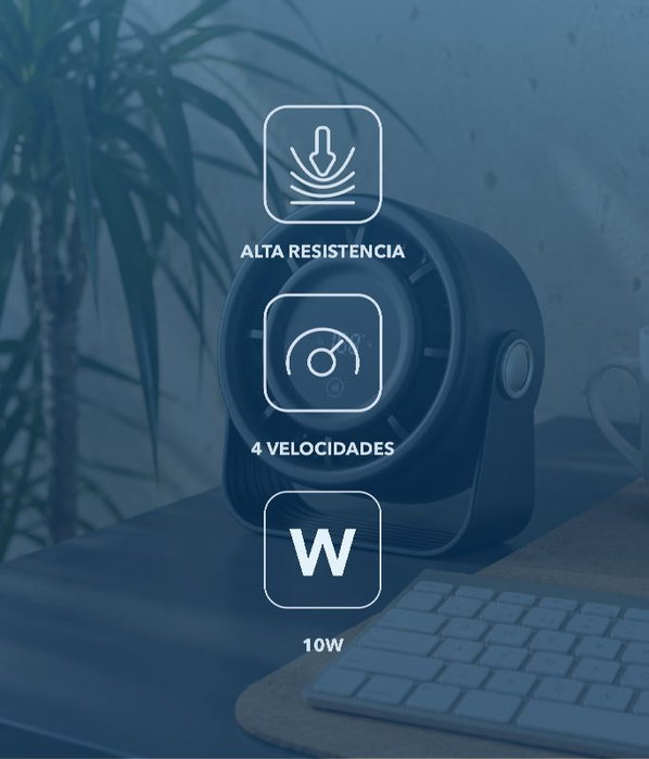 Daewoo DW9018 Ventilador de Sobremesa Recargable 10W Negro