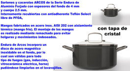 ARCOS Cacerola Endura 697000 de 16 cm con tapa de aluminio forjado y acero inoxidable