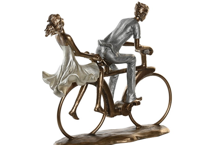 DKD Home Decor Figura de Resina Pareja en Bicicleta, Surtido de 2 Unidades