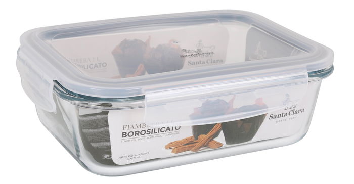 Santa Clara Fiambrera Rectangular Tapa Hermética 20.5 x 15.3 cm (6 Unidades)