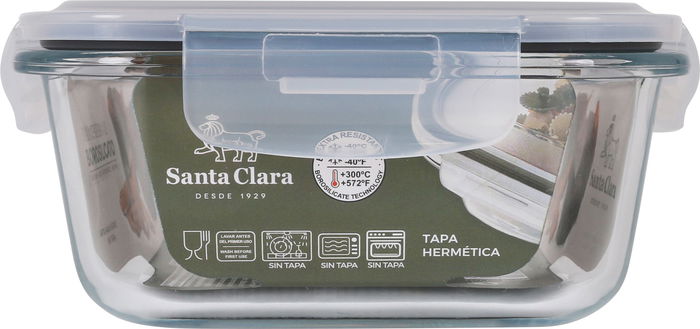 Santa Clara Fiambrera Rectangular Tapa Hermética 20.5 x 15.3 cm (6 Unidades)