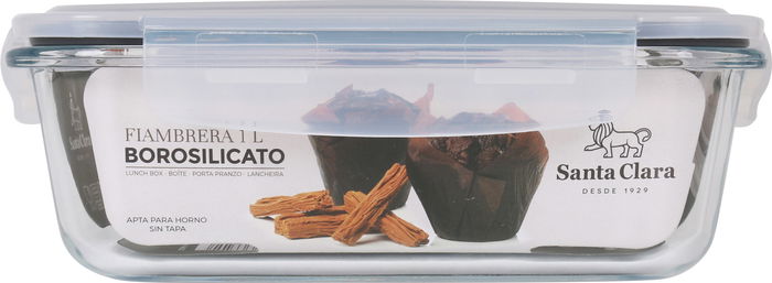 Santa Clara Fiambrera Rectangular Tapa Hermética 20.5 x 15.3 cm (6 Unidades)
