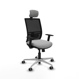 PIQUERAS Y CRESPO Silla de oficina Yunquera con mecanismo Sincro/Traslack, Gris claro y Negro